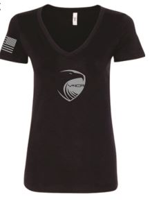 Women's Black V-Neck Fitted T-Shirt
