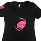 Women's Black w/Hot Pink V-Neck Fitted T-shirt