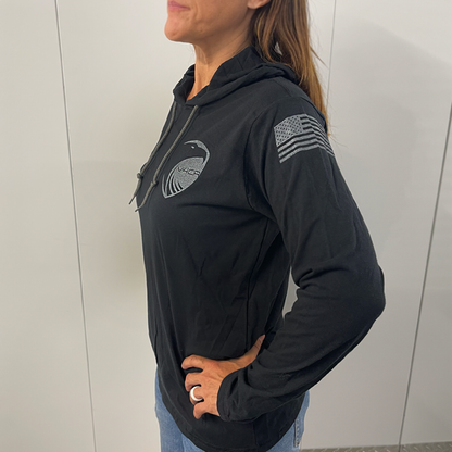 Women's Black Hooded Long Sleeves