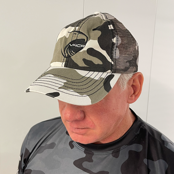 Grey, White & Black Camo Snapback Hat