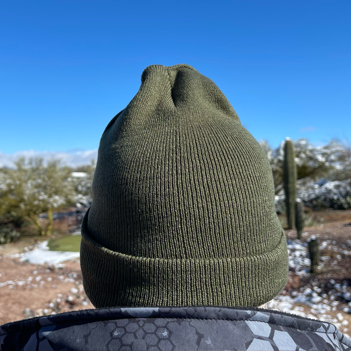 Olive Green & Black Knit Beanie