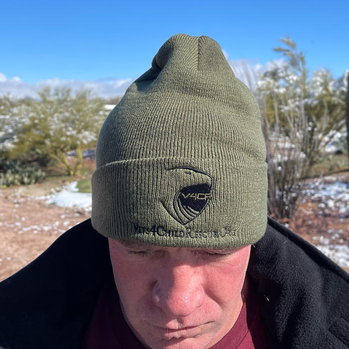 Olive Green & Black Knit Beanie