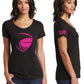 Women's Black w/Hot Pink V-Neck Fitted T-shirt